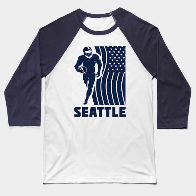 Seattle Football Team Color Baseball T-Shirt by Toogoo